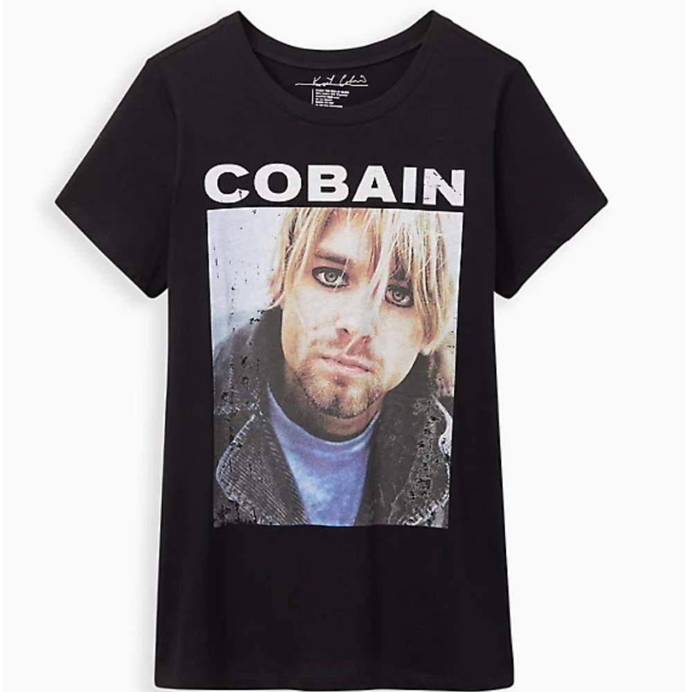 TORRID WOMEN’S CLASSIC FIT CREW TEE - KURT COBAIN BLACK SIZE 1X NWT